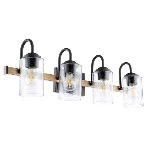 Quorum 4 Light Pepper Glass Vanity, Noir/Driftwood