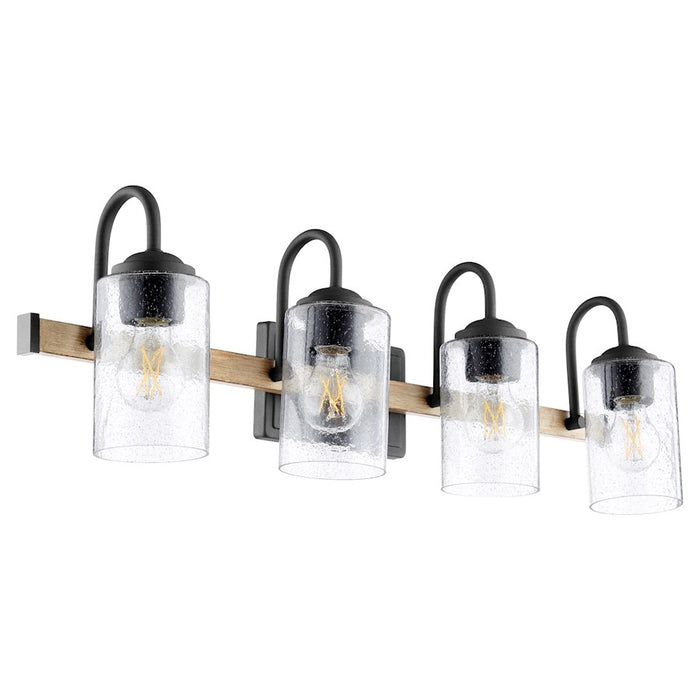 Quorum 4 Light Pepper Glass Vanity, Noir/Driftwood
