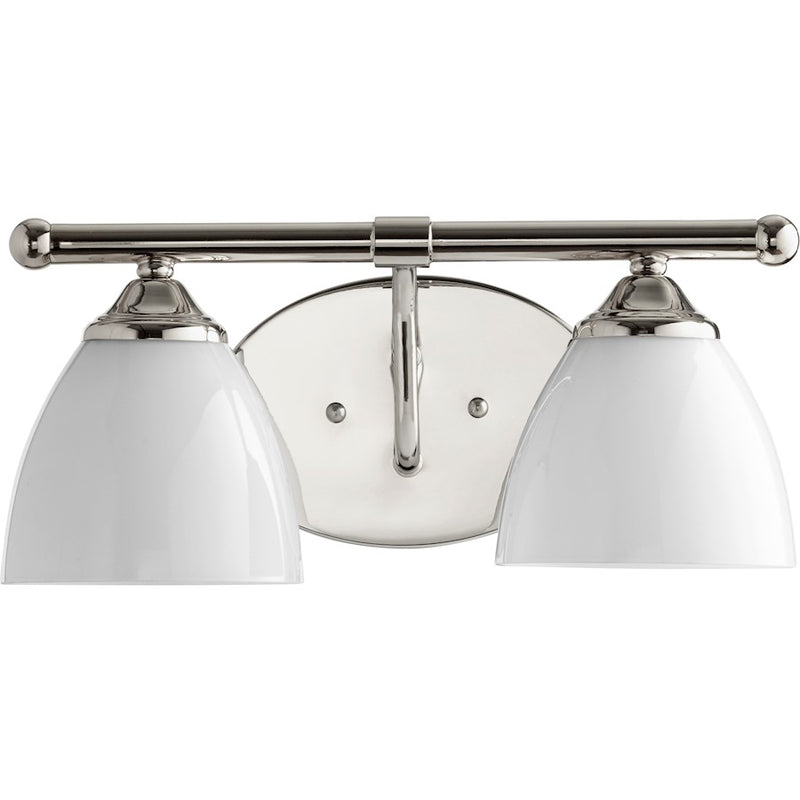 Quorum Brooks 2 Light 14.5' Vanity, Polished Nickel/Opal