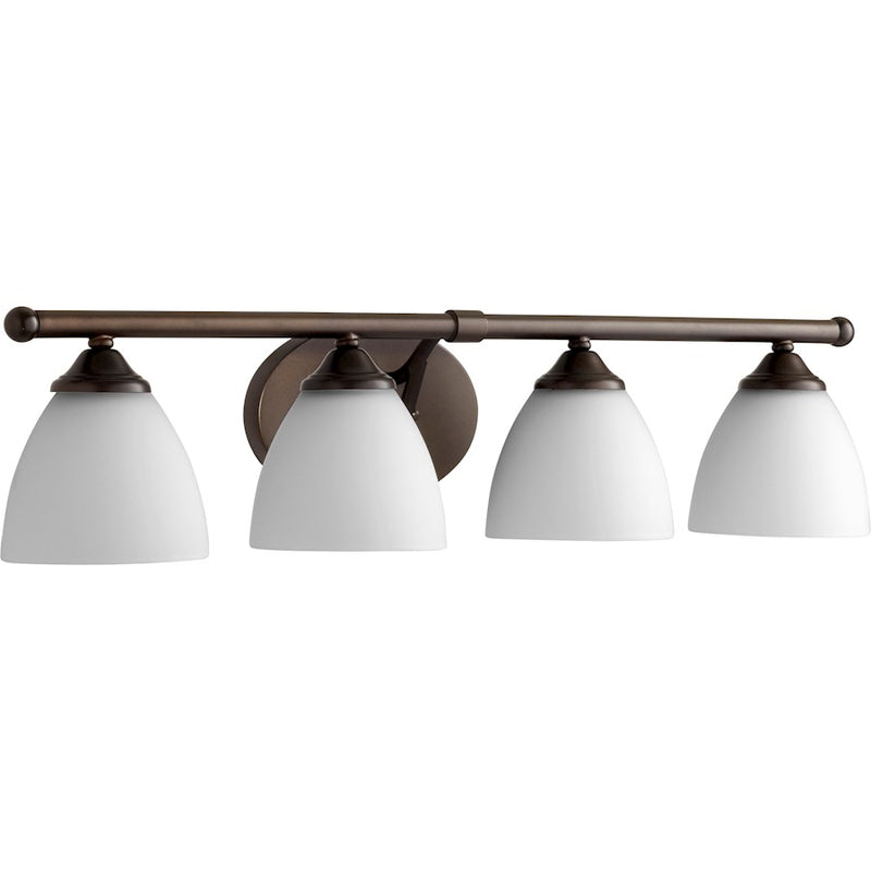 Quorum Brooks 4 Light 29.25' Vanity, Oiled Bronze/Satin Opal