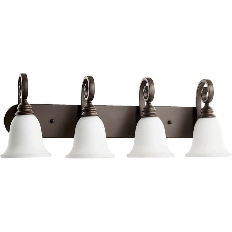 Quorum Bryant 4 Light 31.5' Vanity, Oiled Bronze/Satin Opal