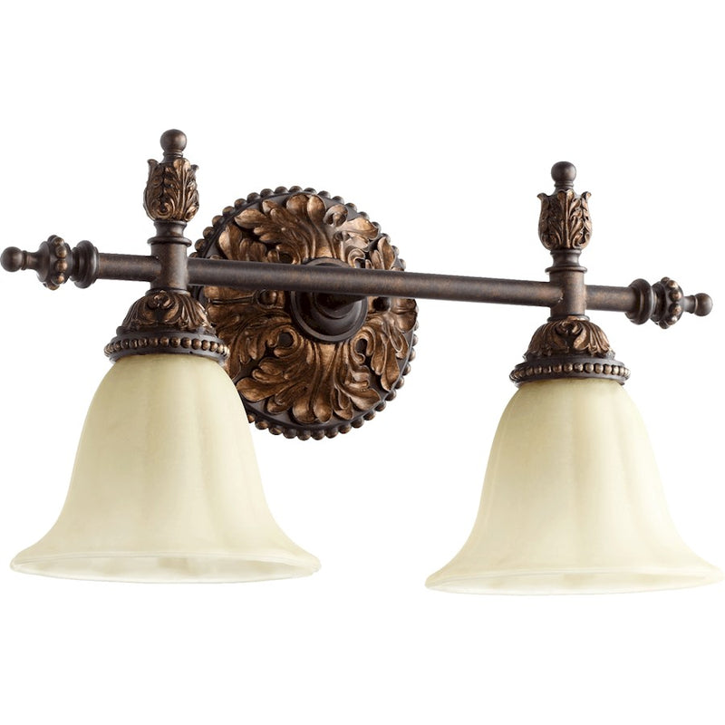 Quorum Rio Salado 2 Light Vanity Light, Toasted Sienna With Mystic Silver
