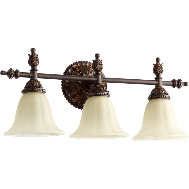 Quorum Rio Salado 3 Light Vanity Light, Toasted Sienna With Mystic Silver