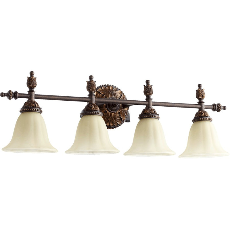 Quorum Rio Salado 4 Light Vanity Light, Toasted Sienna With Mystic Silver