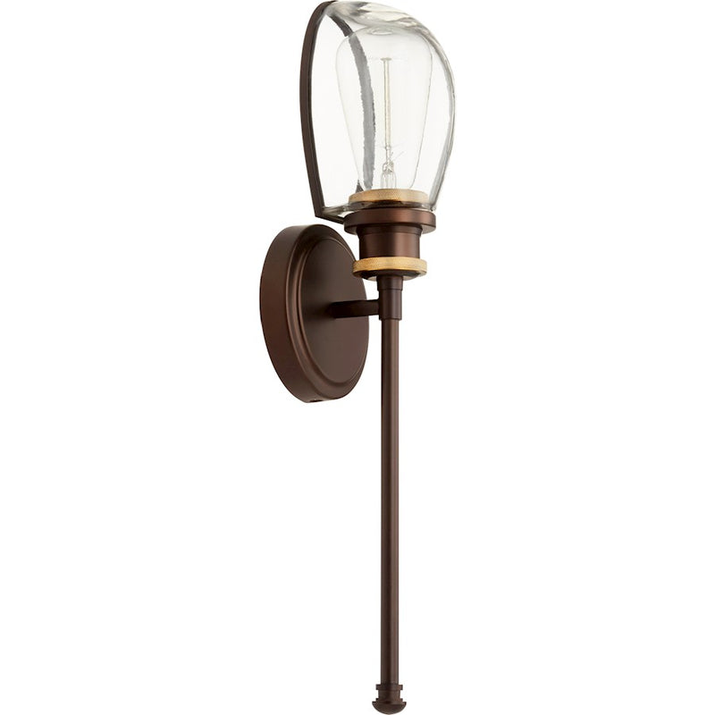 Quorum Menlo 1 Light Wall Mount, Aged Brass with Oiled Bronze