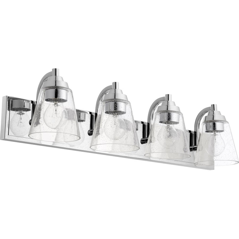 Quorum 4 Light CL/Seed Cone Vanity, Chrome