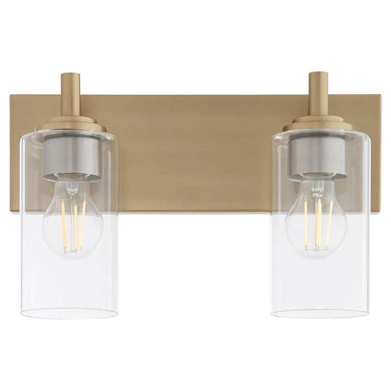 Quorum Fallstaff 2Lt Vanity, Aged Brass/Clear