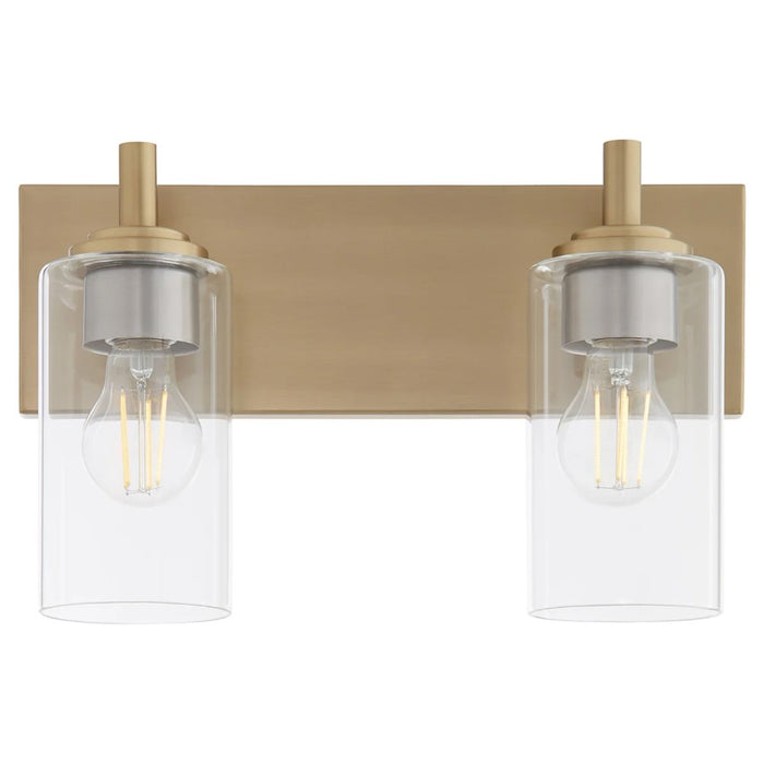 Quorum Fallstaff 2Lt Vanity, Aged Brass/Clear