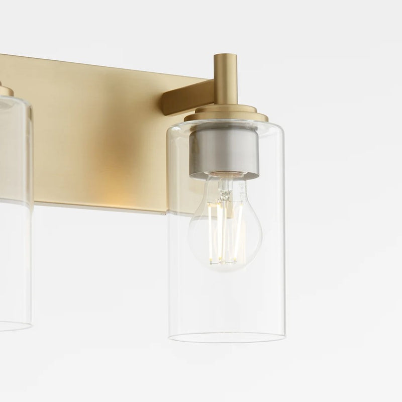 Quorum Fallstaff 2Lt Vanity, Aged Brass/Clear