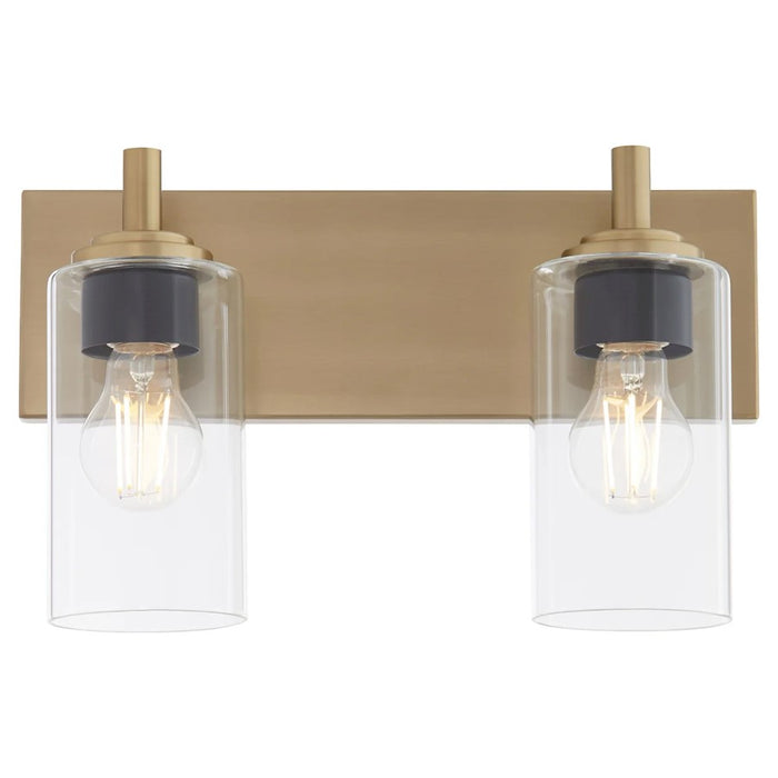 Quorum Fallstaff 2Lt Vanity, Aged Brass/Clear