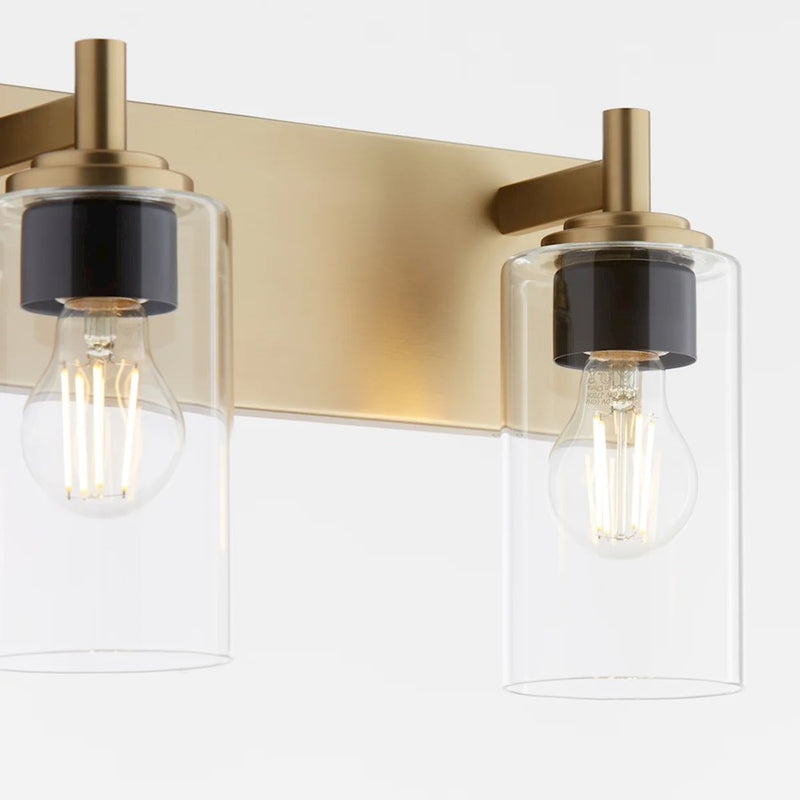 Quorum Fallstaff 2Lt Vanity, Aged Brass/Clear