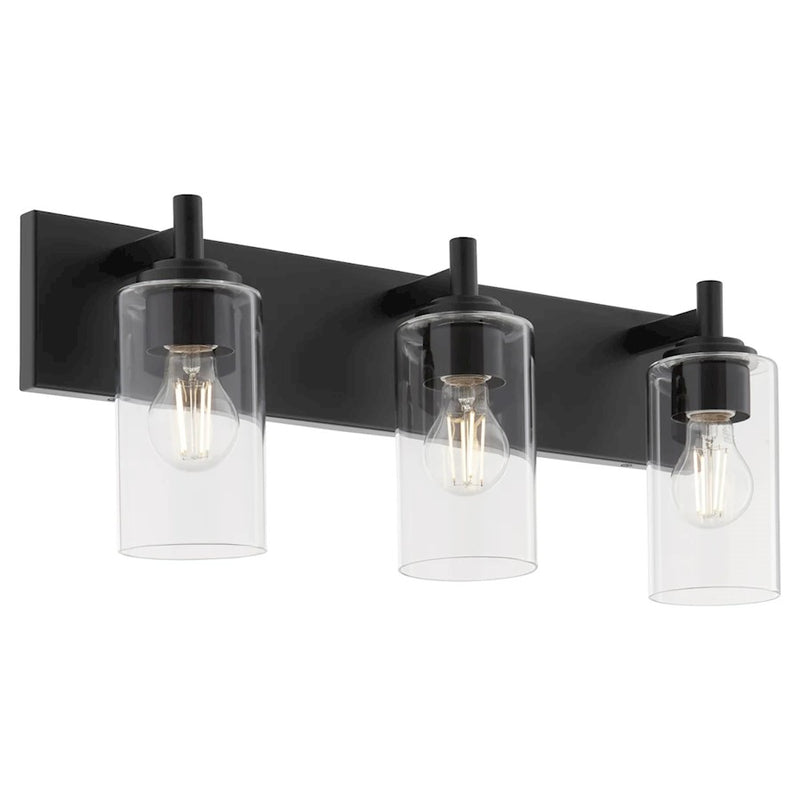 Quorum Fallstaff 3Lt Vanity, Matte Black/Clear