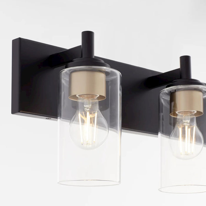 Quorum Fallstaff 3Lt Vanity, Matte Black/Clear