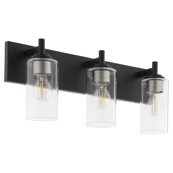 Quorum Fallstaff 3Lt Vanity, Matte Black/Clear