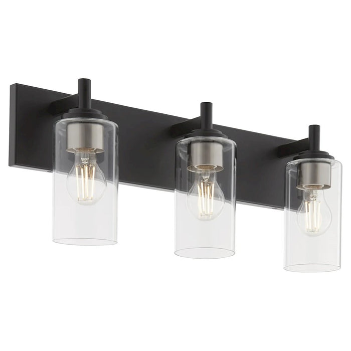 Quorum Fallstaff 3Lt Vanity, Matte Black/Clear