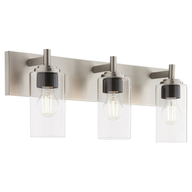 Quorum Fallstaff 3Lt Vanity, Satin Nickel/Clear