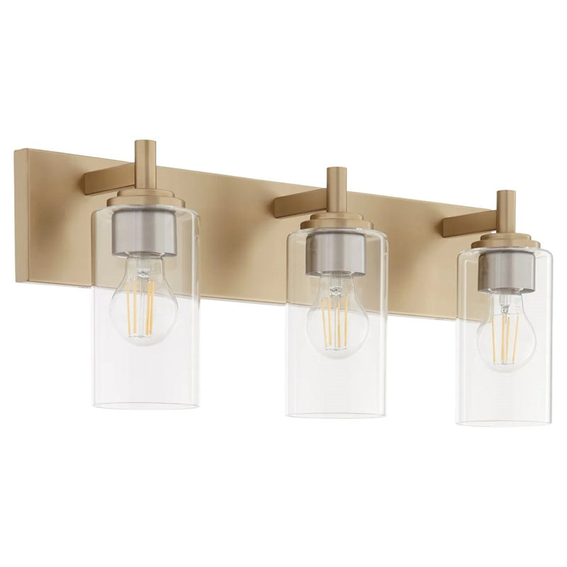 Quorum Fallstaff 3Lt Vanity, Aged Brass/Clear
