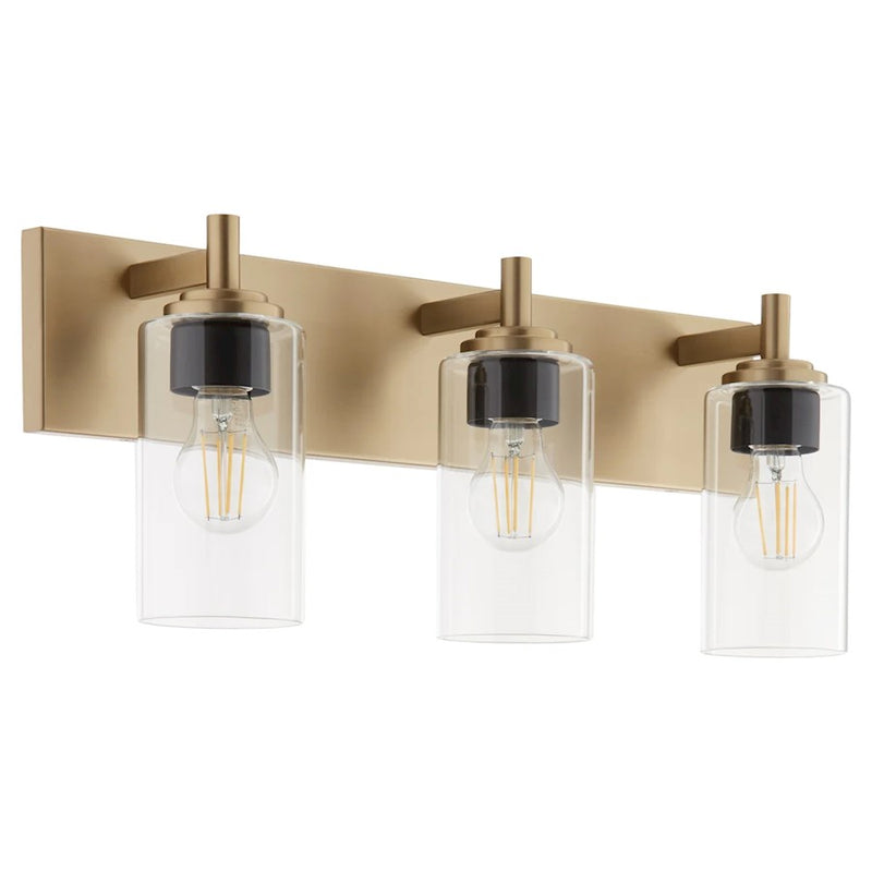 Quorum Fallstaff 3Lt Vanity, Aged Brass/Clear