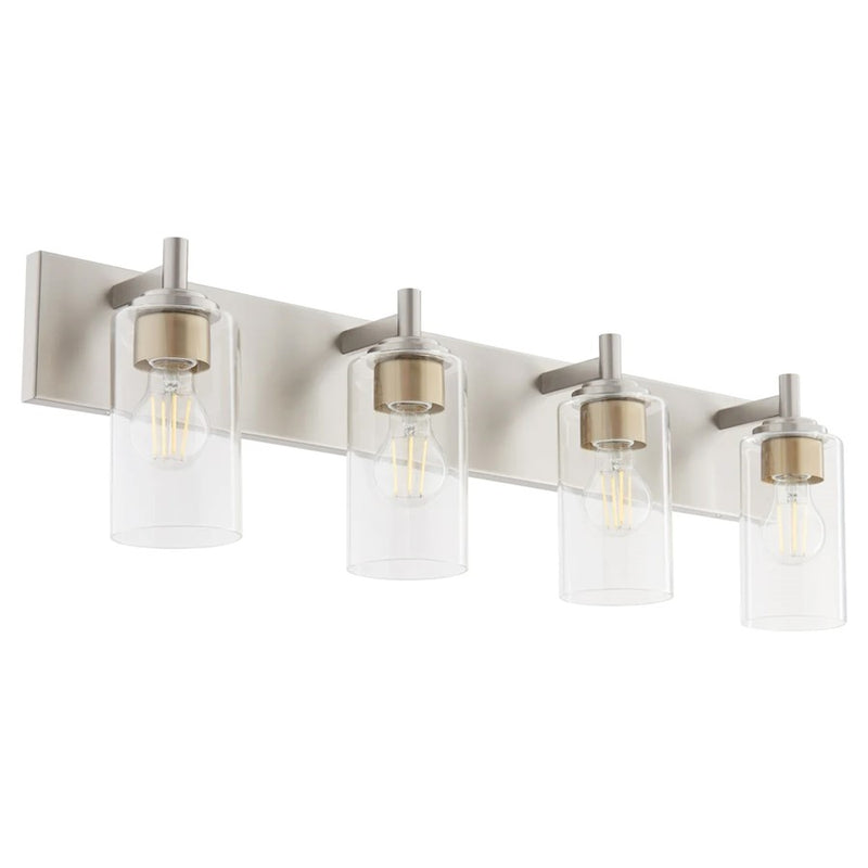 Quorum Fallstaff 4Lt Vanity, Satin Nickel/Clear