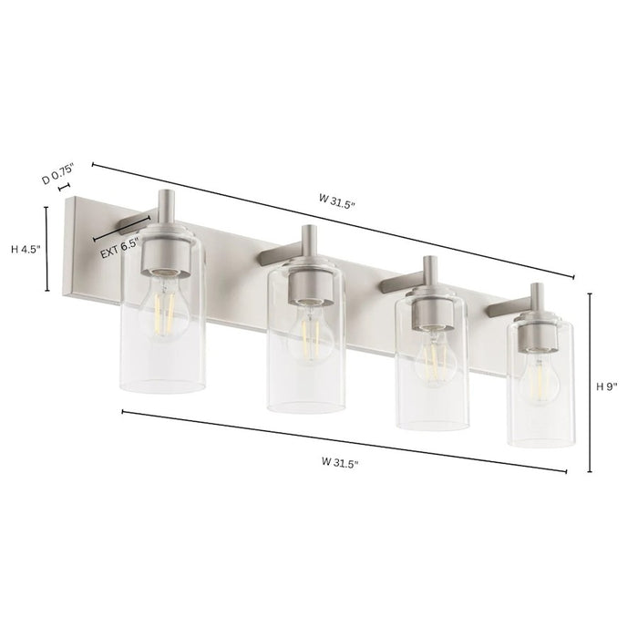 Quorum Fallstaff 4Lt Vanity, Satin Nickel/Clear