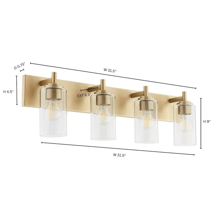 Quorum Fallstaff 4Lt Vanity, Aged Brass/Clear