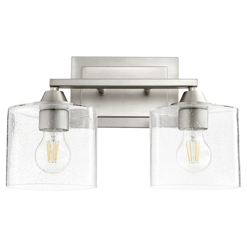 Quorum Dakota 2 Light Vanity, Satin Nickel/Clear Seeded