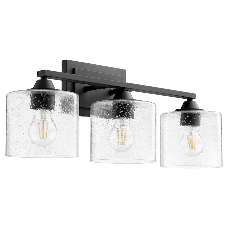 Quorum Dakota 3 Light Vanity, Noir/Clear Seeded
