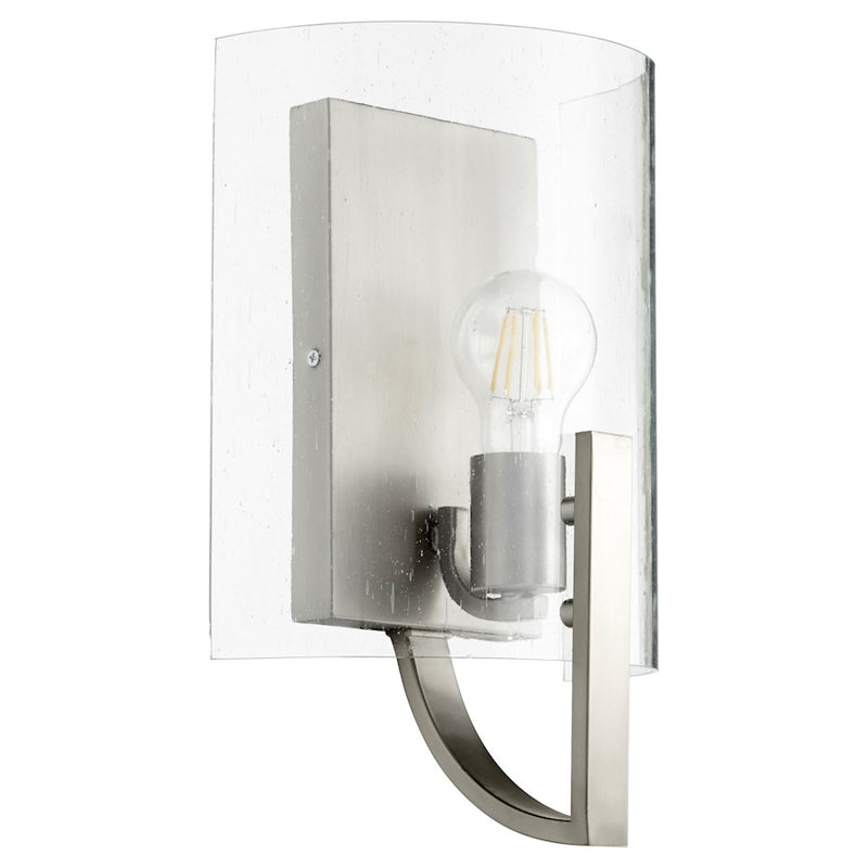 Quorum Dakota 1 Light Wall Sconce, Satin Nickel/Clear Seeded