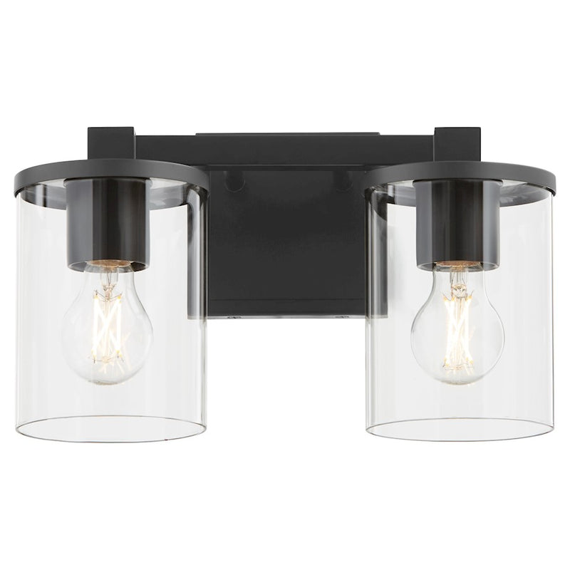 Quorum Bolton 2Lt Vanity, Matte Black/Clear