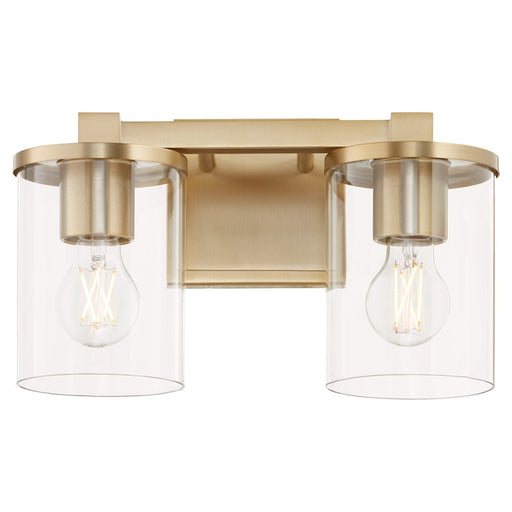 Quorum Bolton 2Lt Vanity, Aged Brass/Clear