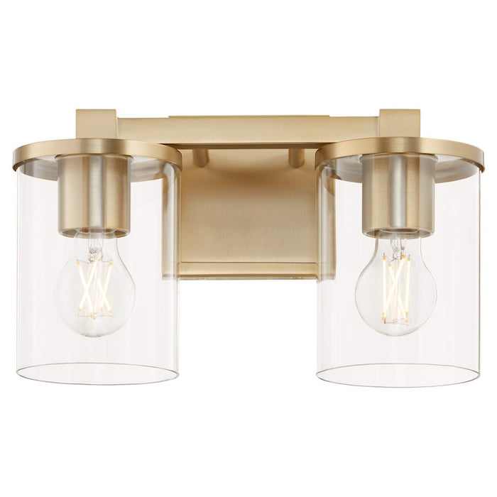 Quorum Bolton 2Lt Vanity, Aged Brass/Clear