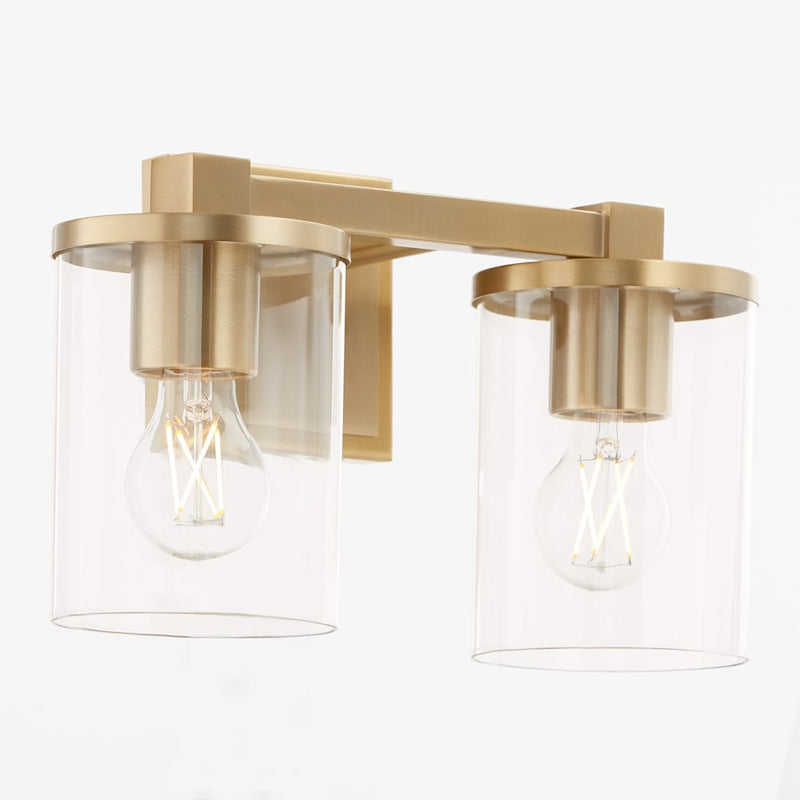 Quorum Bolton 2Lt Vanity, Aged Brass/Clear