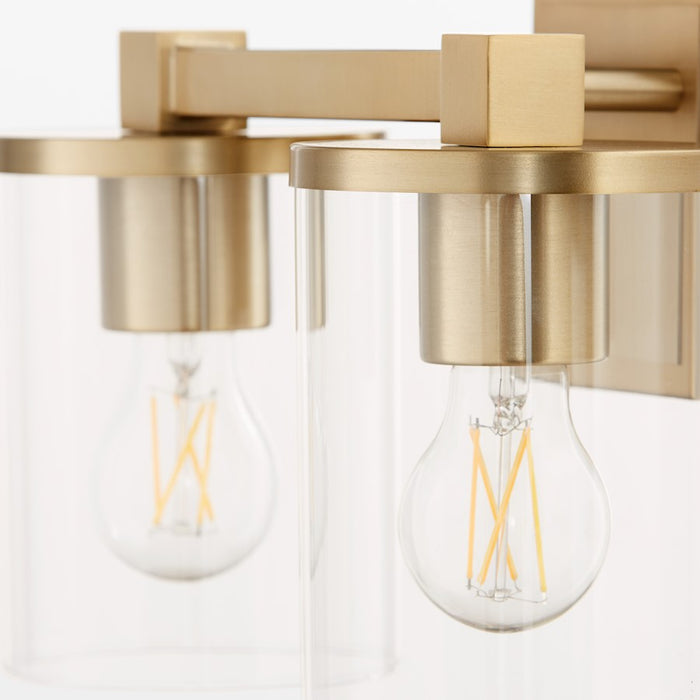 Quorum Bolton 2Lt Vanity, Aged Brass/Clear