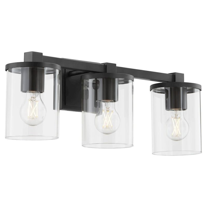 Quorum Bolton 3Lt Vanity, Matte Black/Clear
