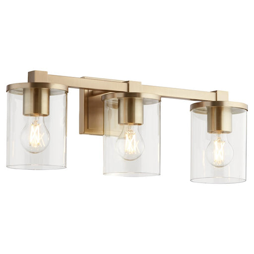 Quorum Bolton 3Lt Vanity, Aged Brass/Clear