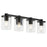 Quorum Bolton 4Lt Vanity, Matte Black/Clear