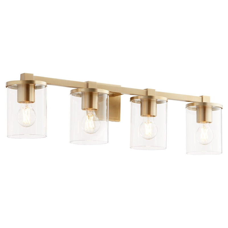 Quorum Bolton 4Lt Vanity, Aged Brass/Clear