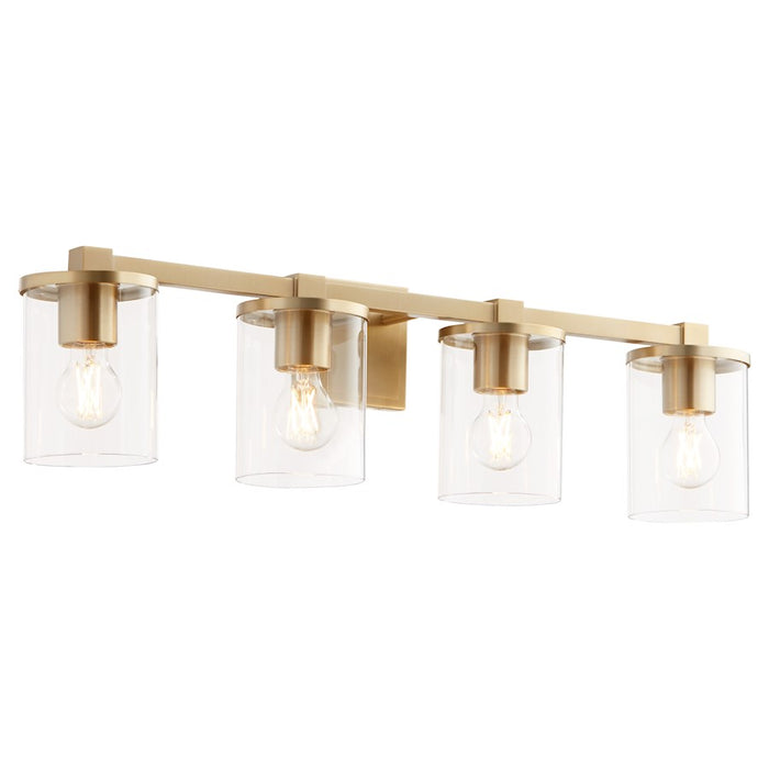 Quorum Bolton 4Lt Vanity, Aged Brass/Clear
