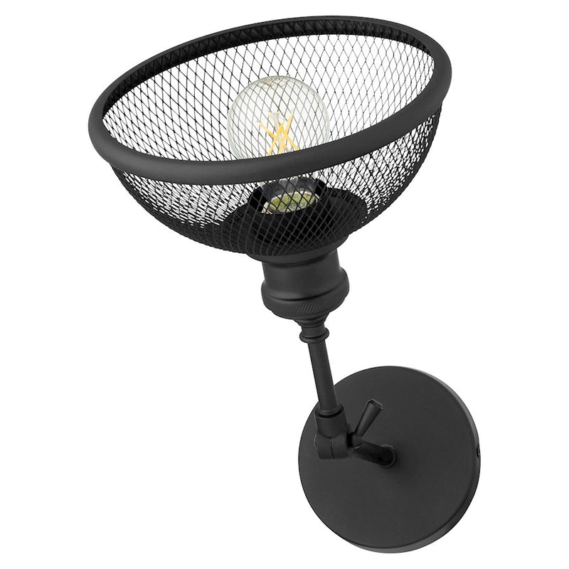 Quorum Omni 1 Light Small Industrial Wall Mount, Noir