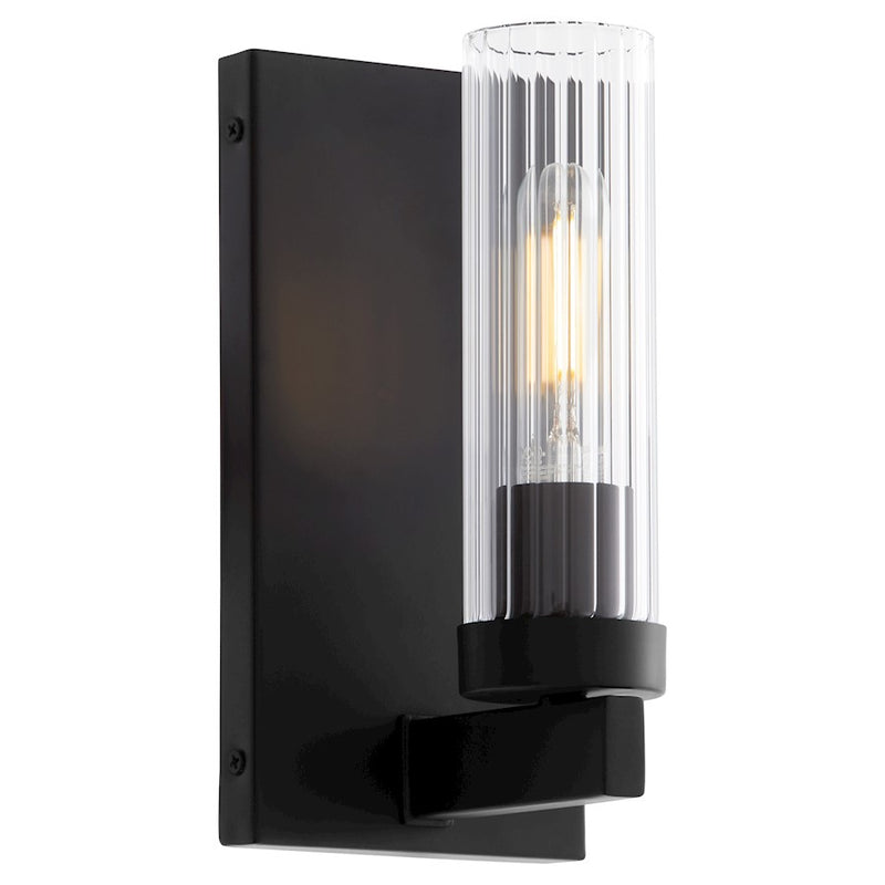 Quorum Kilbey 1Lt Wall Mount, Matte Black/Clear/Fluted