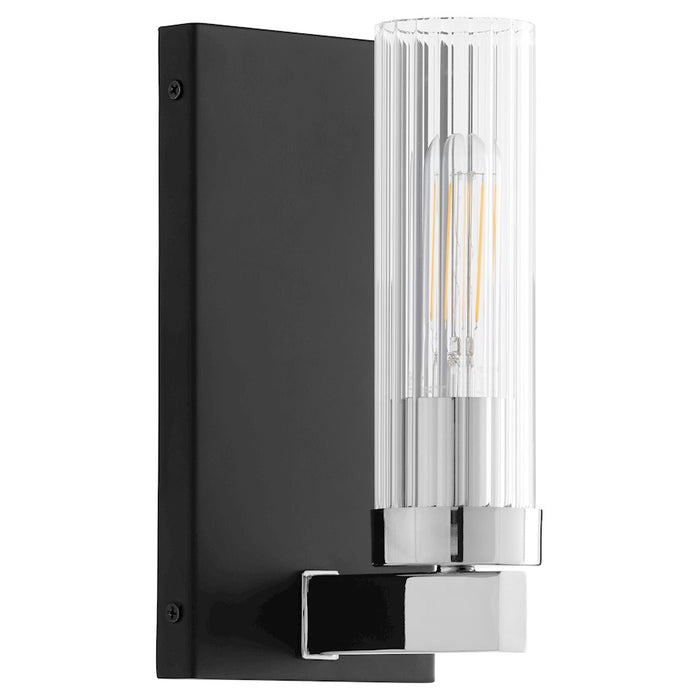 Quorum Kilbey 1Lt Wall Mount, Matte Black/Chrome/Clear/Fluted