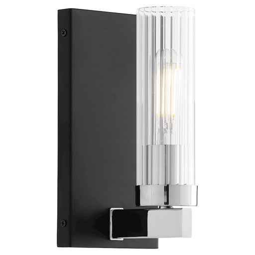 Quorum Kilbey 1Lt Wall Mount, Matte Black/Chrome/Clear/Fluted