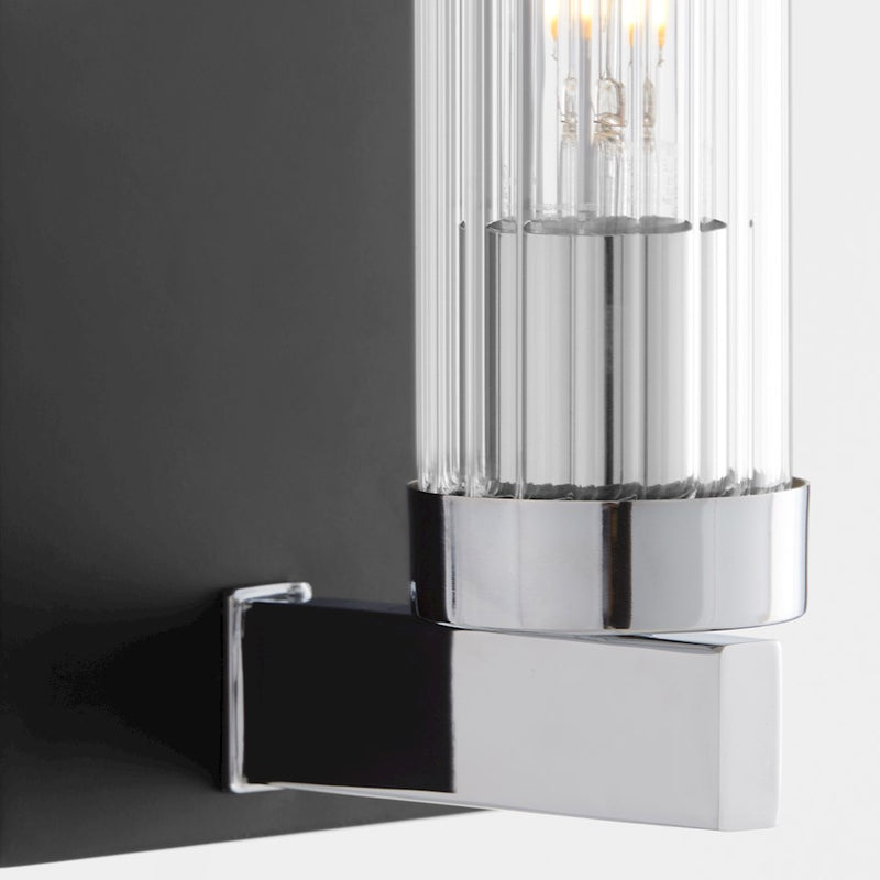 Quorum Kilbey 1Lt Wall Mount, Matte Black/Chrome/Clear/Fluted