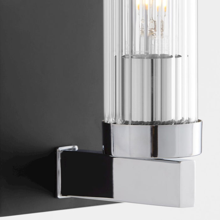 Quorum Kilbey 1Lt Wall Mount, Matte Black/Chrome/Clear/Fluted