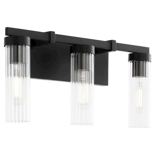 Quorum Kilbey 3Lt Vanity, Matte Black/Clear/Fluted