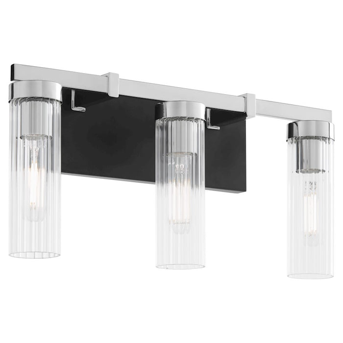 Quorum Kilbey 3Lt Vanty, Matte Black/Clear/Fluted