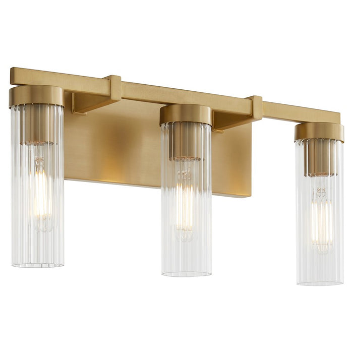 Quorum Kilbey 3Lt Vanity, Aged Brass/Clear/Fluted