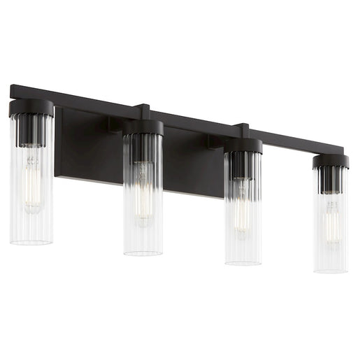 Quorum Kilbey 4Lt Vanity, Matte Black/Clear/Fluted