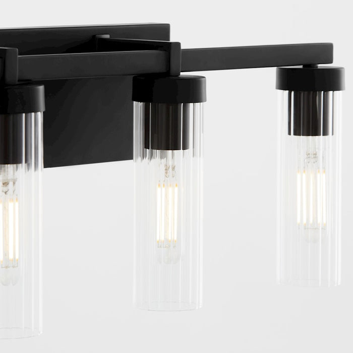 Quorum Kilbey 4Lt Vanity, Matte Black/Clear/Fluted