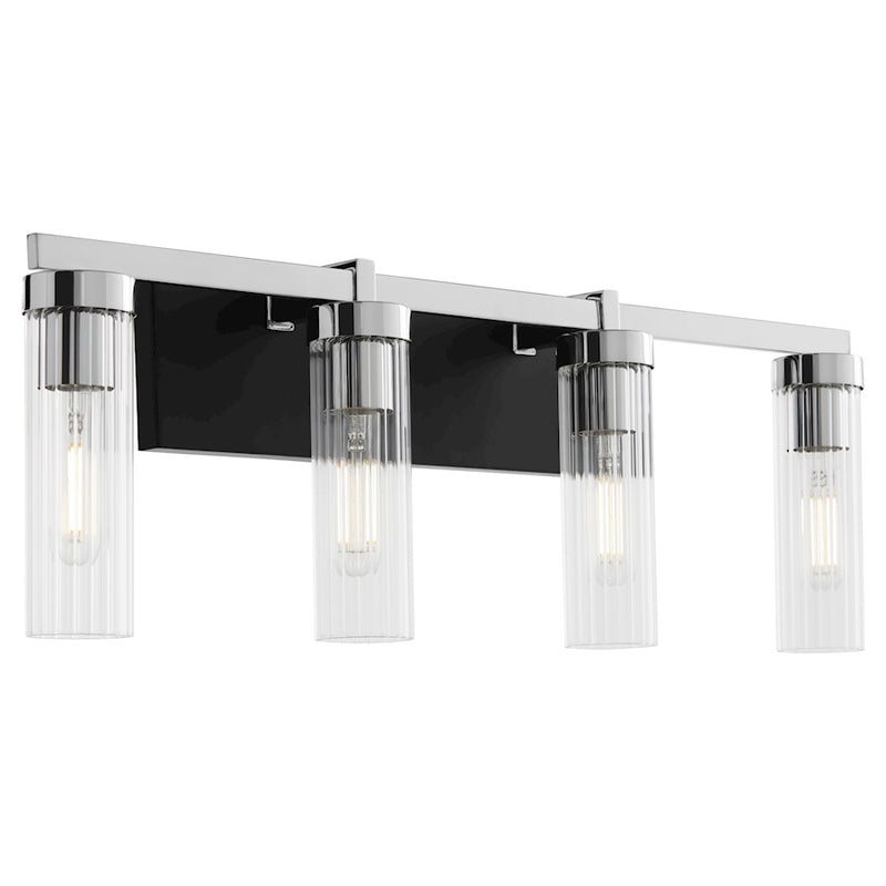 Quorum Kilbey 4Lt Vanty, Matte Black/Clear/Fluted